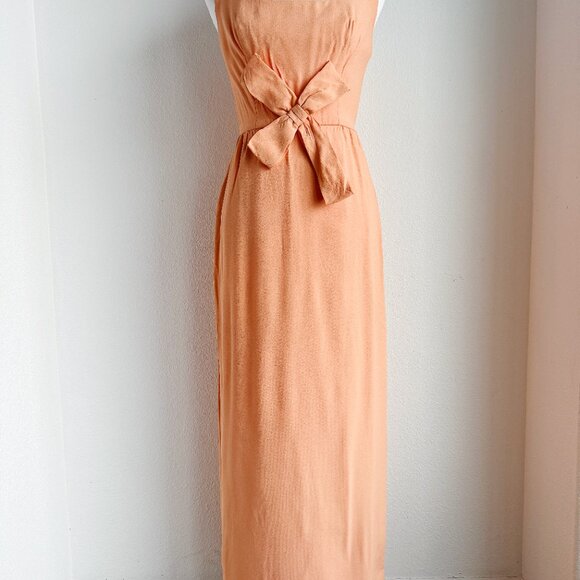 VINTAGE PEACH DRESS WITH BOW - Picture 4 of 5